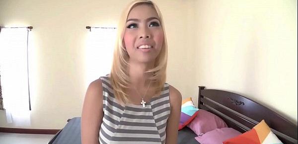  Tiny blonde Thai Daisy has her pussy pumped full of cum